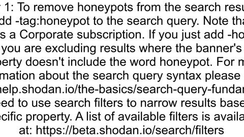 Filtering out honeypots from search results