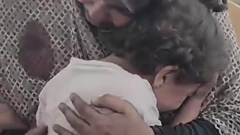 Little girls looking for their mom after their house was bombed in gaza