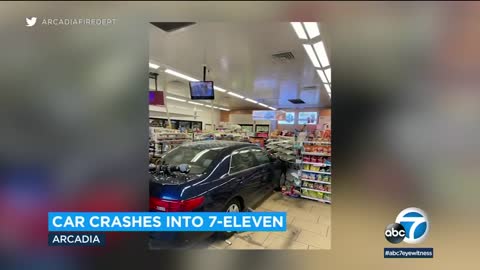 Man arrested for allegedly intentionally crashing car into Arcadia 7-Eleven store