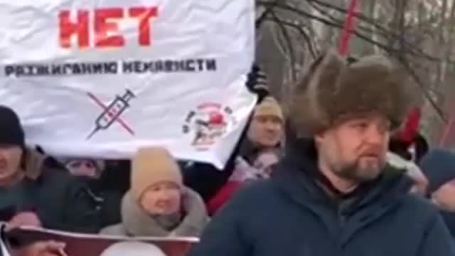 Russian citizens protesting the introduction of QR codes and Vaccine Passports Today