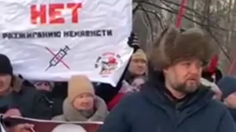 Russian citizens protesting the introduction of QR codes and Vaccine Passports Today