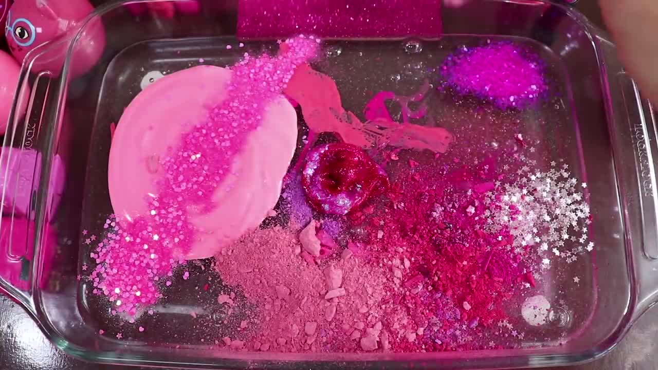 "Big Mega PINK!"Mixing "Neon Pink"Makeup,More Stuff Into slime!Most Satisfying Slime Video.