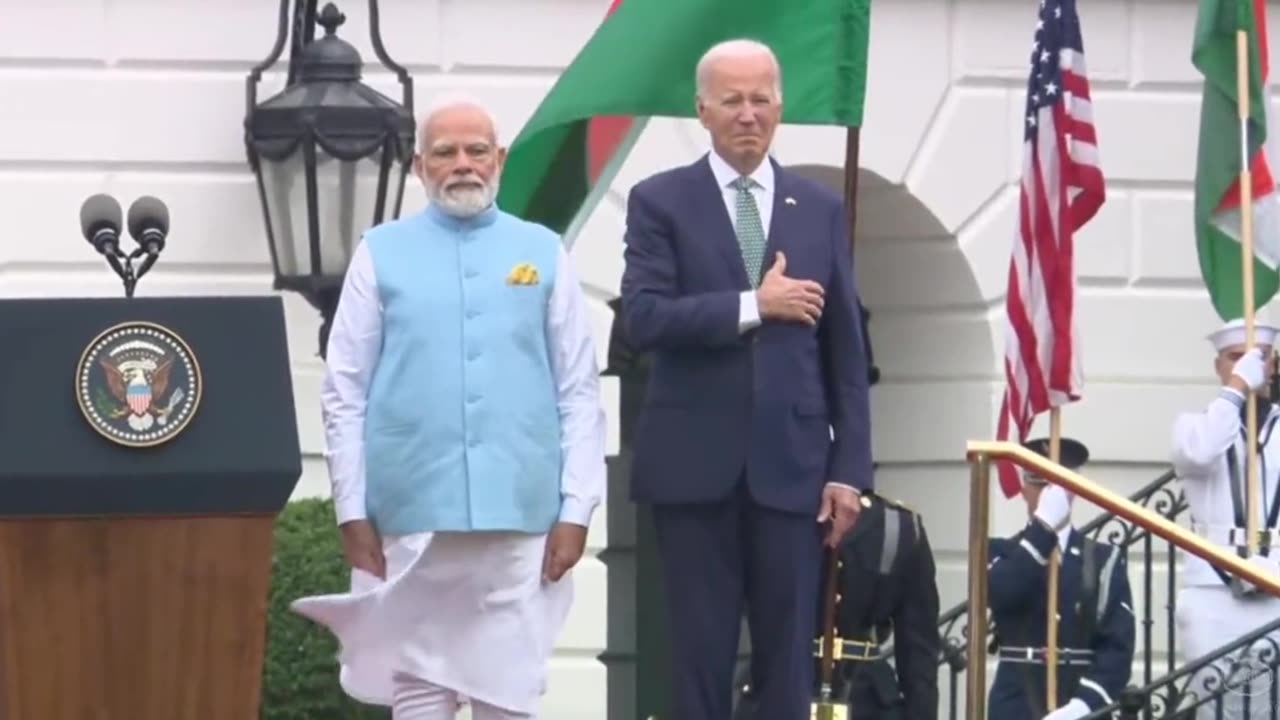 WOW: Bumbling Biden Puts Hand Over Heart For India's National Anthem