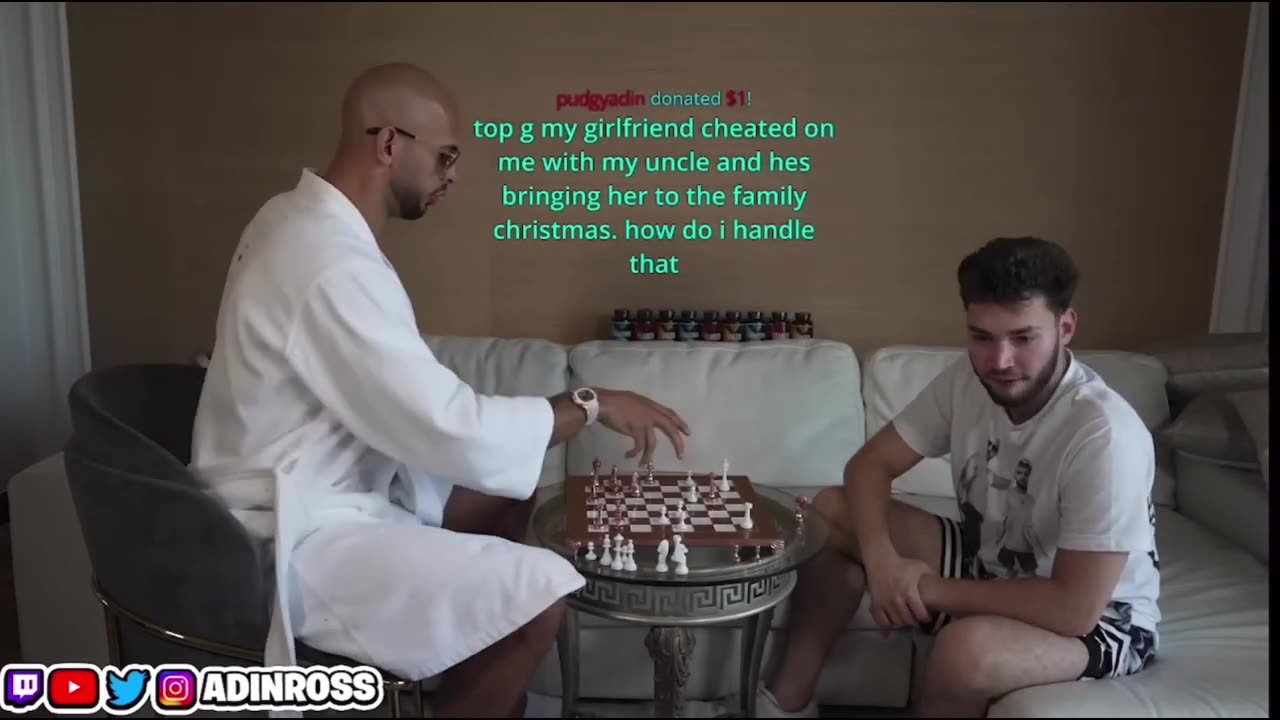 Adin Ross and Andrew Tate play Chess