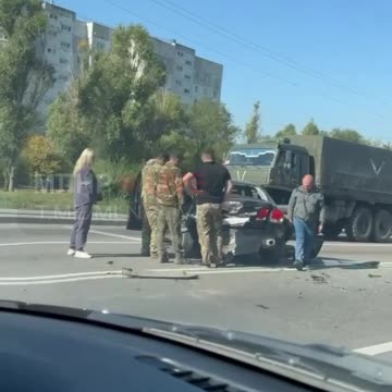 The occupiers' truck crushed a car with people in Lugansk