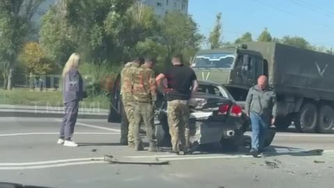 The occupiers' truck crushed a car with people in Lugansk