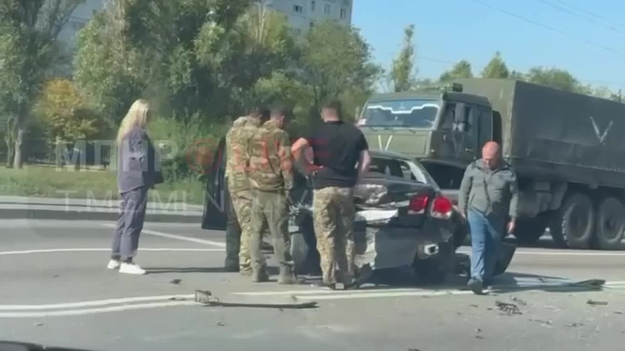 The occupiers' truck crushed a car with people in Lugansk