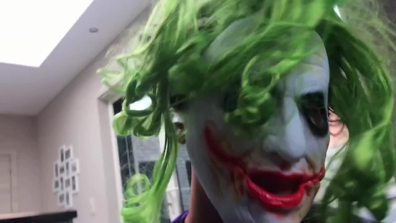 Funny dog pranked with The joker