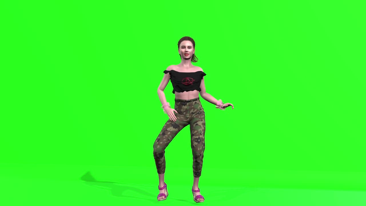 good looking animated girl dancing attractive