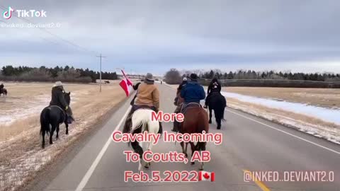 Cavalry on route to Coutts, Alberta