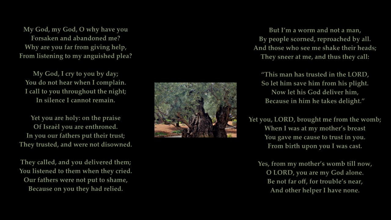 Psalm 22 v1-8 & 12-20 & 22-25 & 28-31 of 31 "My God, my God, O why have you forsaken & abandoned me?