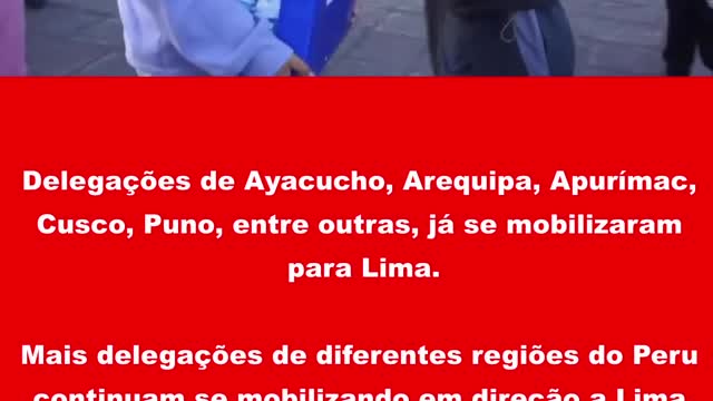 A mobilização continua em direção a Lima para protestar contra a Presidente do Peru.