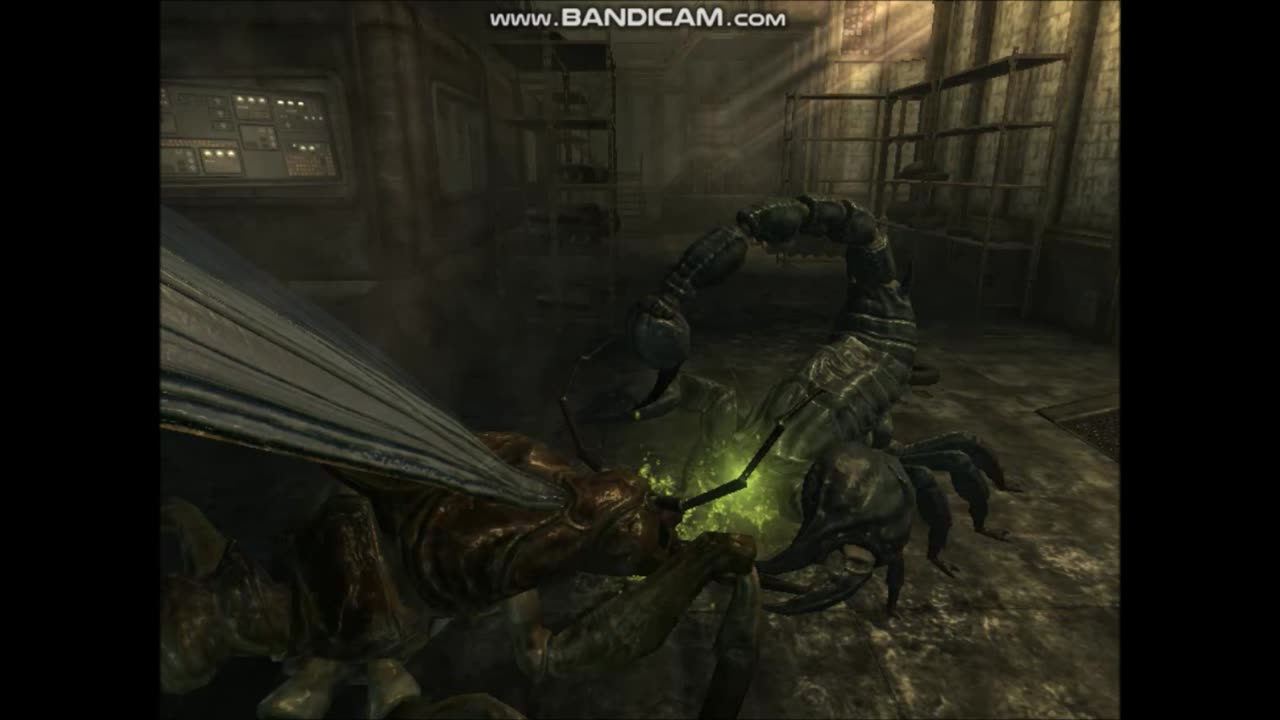 Corvega Factory | Giant Ant Queen v Giant Radscorpion Screenshot - Fallout 3 (2008)