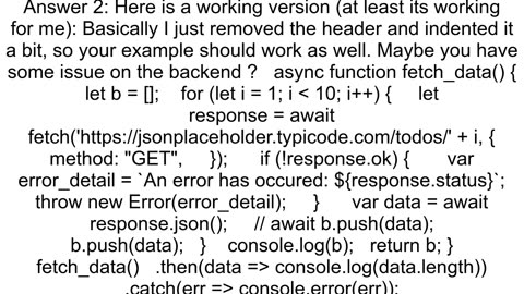 push does not work under throw using async await method to fetch data in a loop in javascript