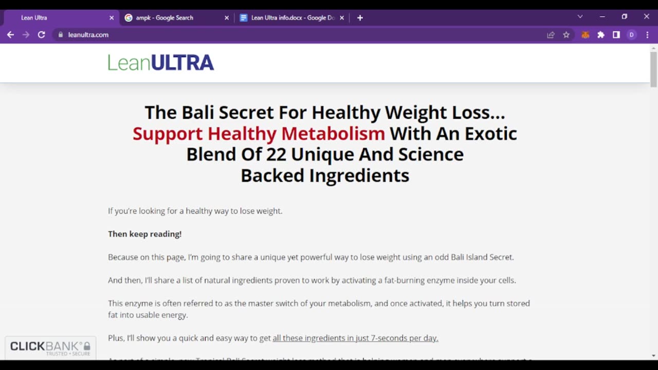 LEAN ULTRA REVIEWs- BALI SECRET ACTIVATES AMPK ENZYME IN YOUR BODY increasing metabolism (leanultra)