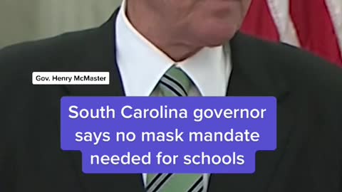 South Carolina governor says no mask mandate needed for schools