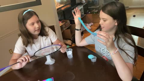 Emily and Rosalie Slime Trick Demonstration