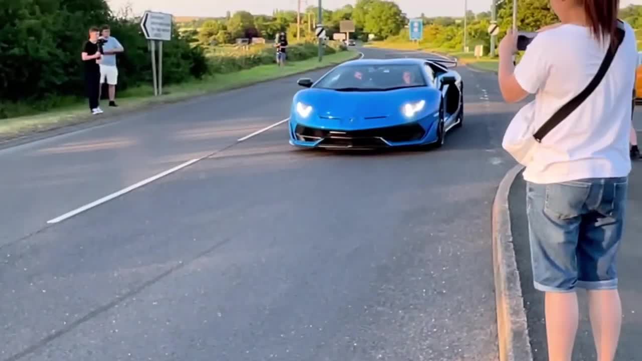 Blue Lamborghini Aventador SVJ Compilation