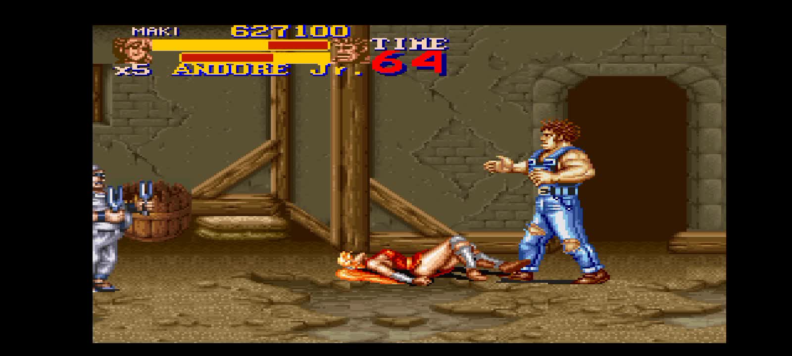 Resetting FINAL FIGHT 2 snes version with the character (MAKI).