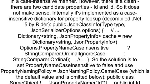 NET Core The JSON property name for collides with another property