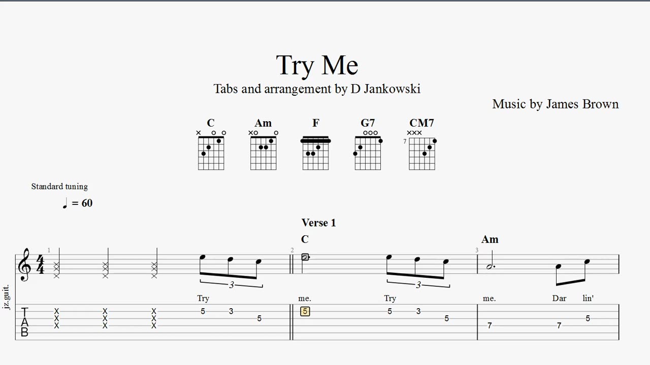 Try Me James Brown Guitar Tabs