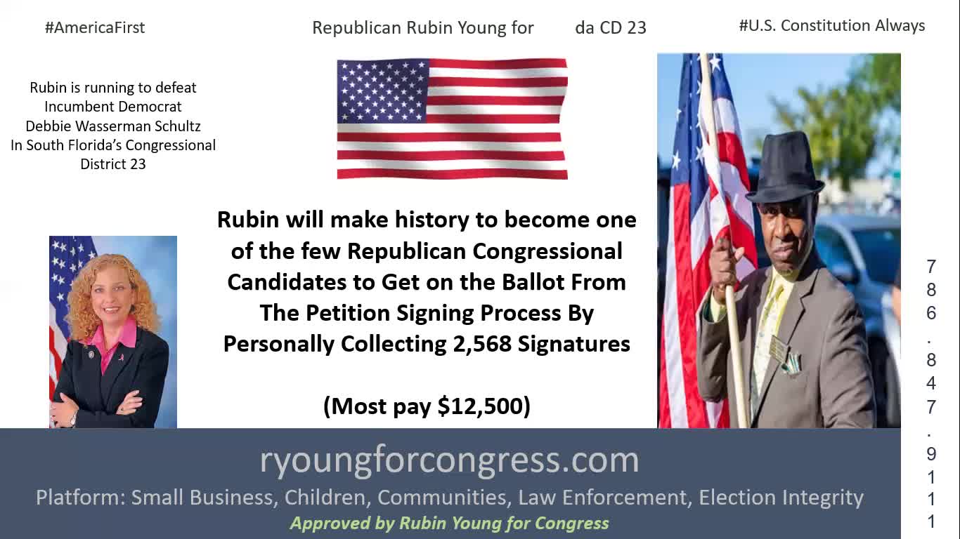 Rubin Is Close to Qualifying to Run in FL CD23 By Getting 2,568 Signed Petitions