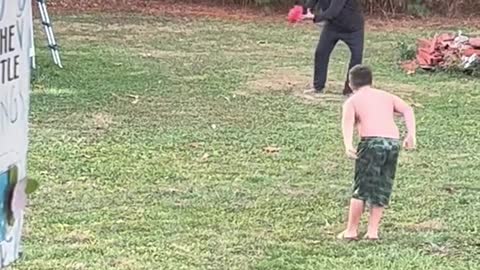 I heard my son talking to someone in the backyard..