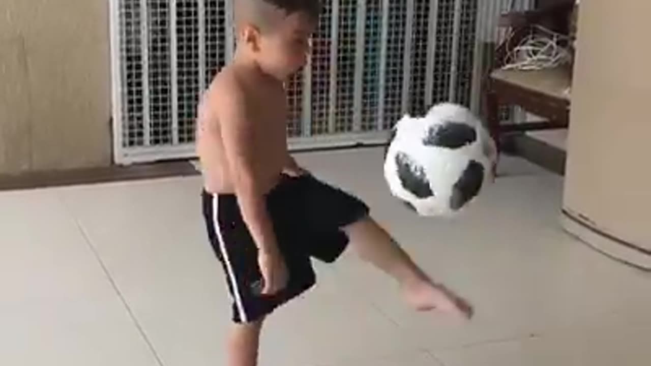 Small player football with her skills is amazing