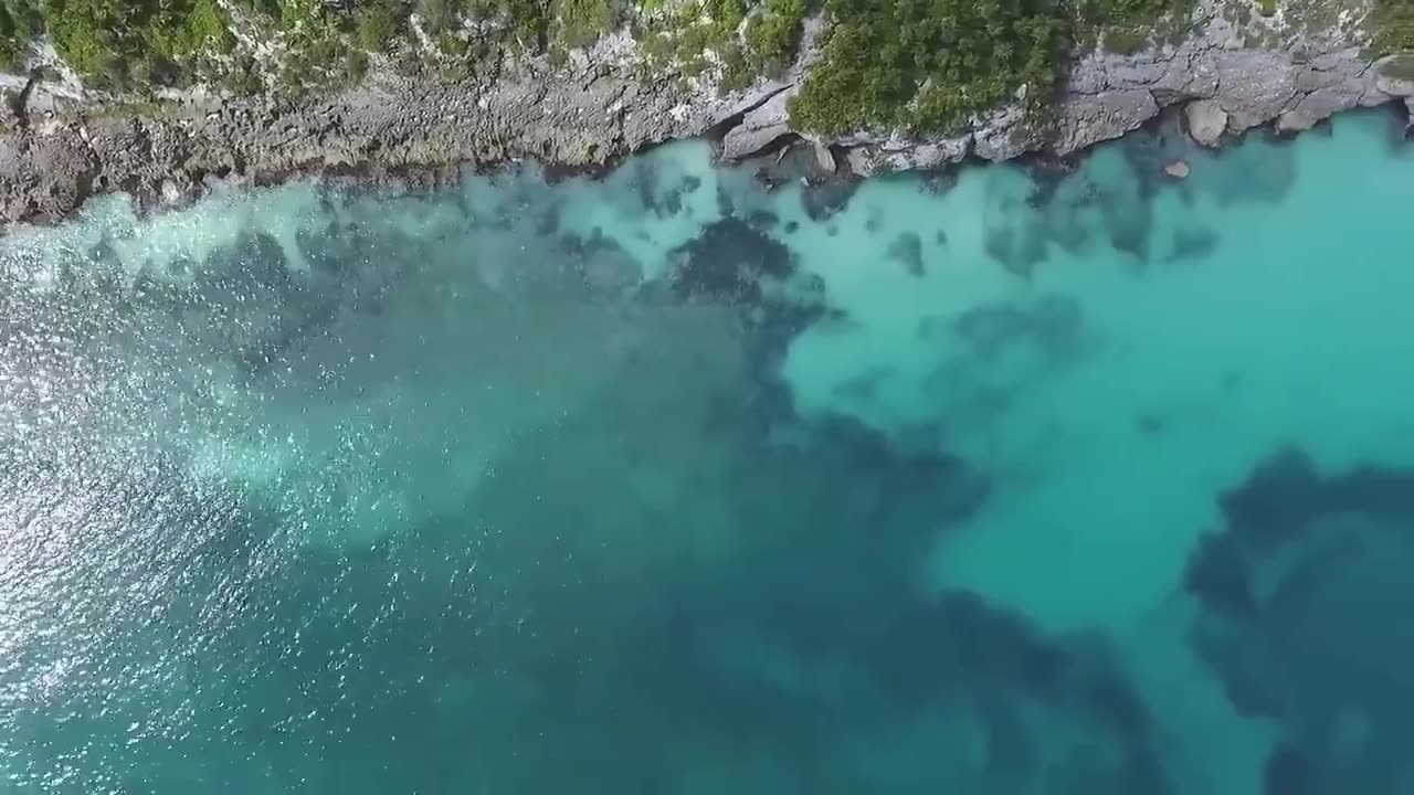 4K Stock Footage Drone Aerial-Sea-Beach-Ocean-Scenery Relaxing View Royalty Free