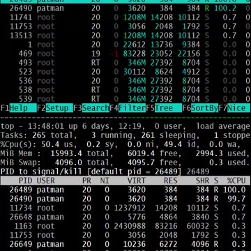 linux: top vs htop