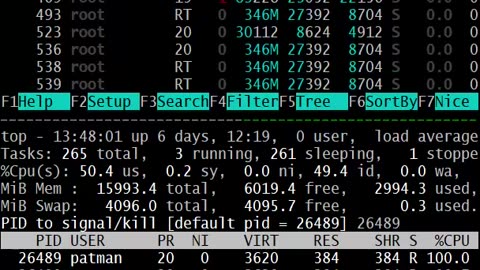 linux: top vs htop