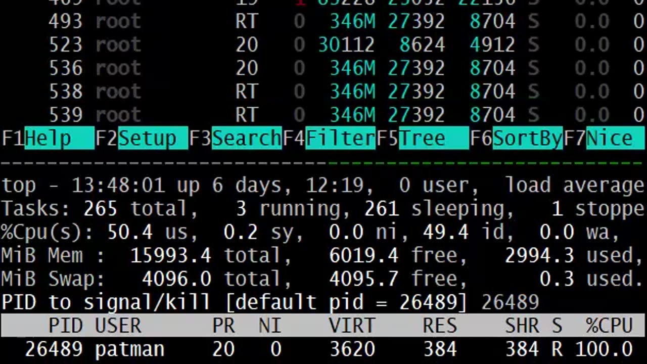linux: top vs htop