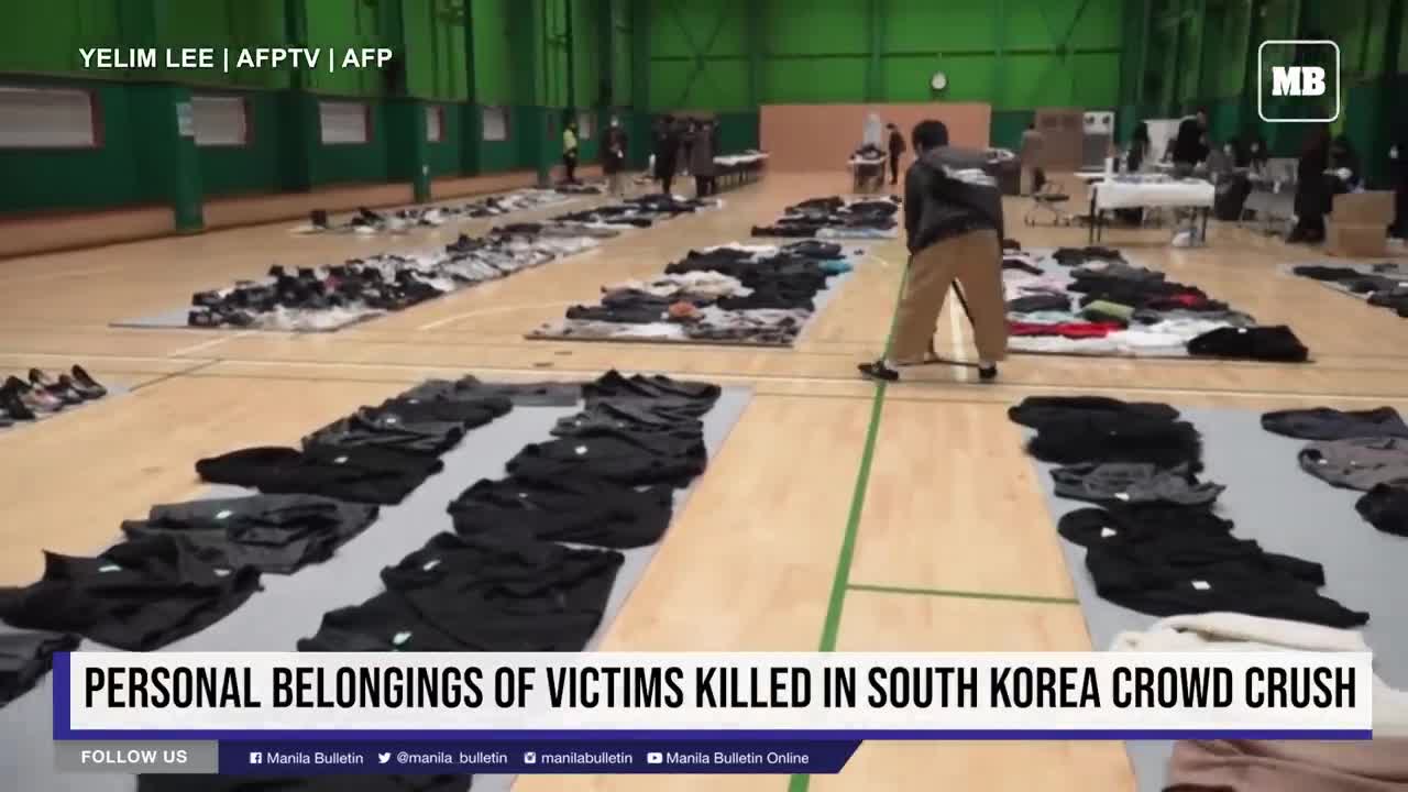 Personal belongings of victims killed in South Korea crowd crush