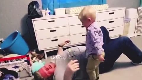 Funny Wrestling Son Vs Dad. Whos Gonna Win?