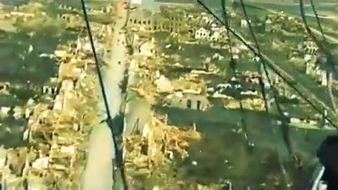 History - WW1 Color Footage Of Pilot Flying Over After Bombing