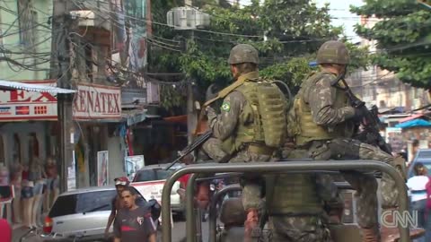 Brazilian army patrolling Rio de Janeiro