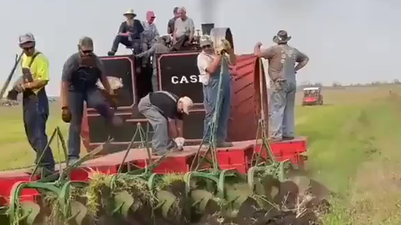 *120 Year Old Coal Tractor Pulling 40 Plows Together/* *See Power Performance, Walkthrough*