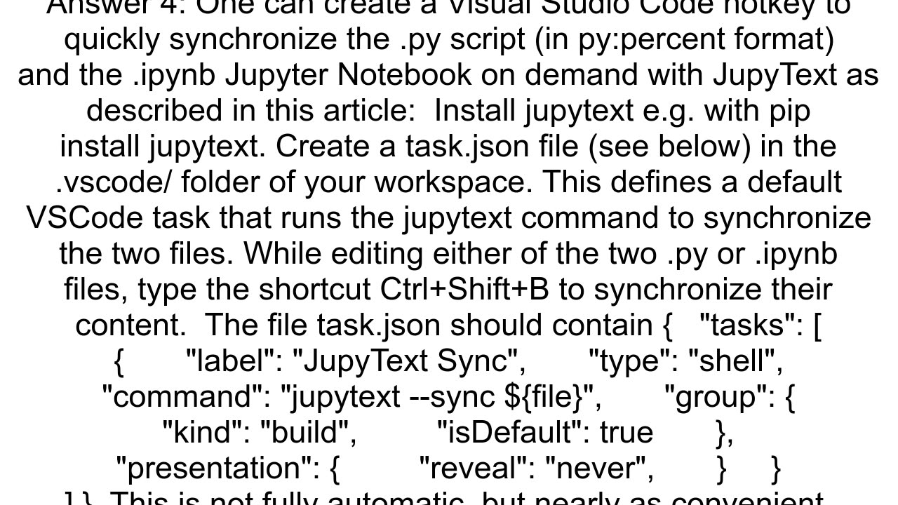 How to config automatic sync Jupyter notebook ipynb and py files in VSCode eg by using Jupytext