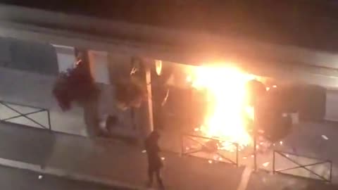 Police Station set on fire in France