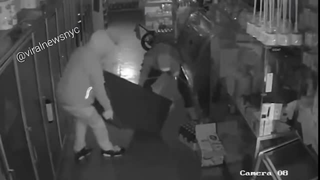 Criminals Break Into NYC Store - Steal ATM & Dog