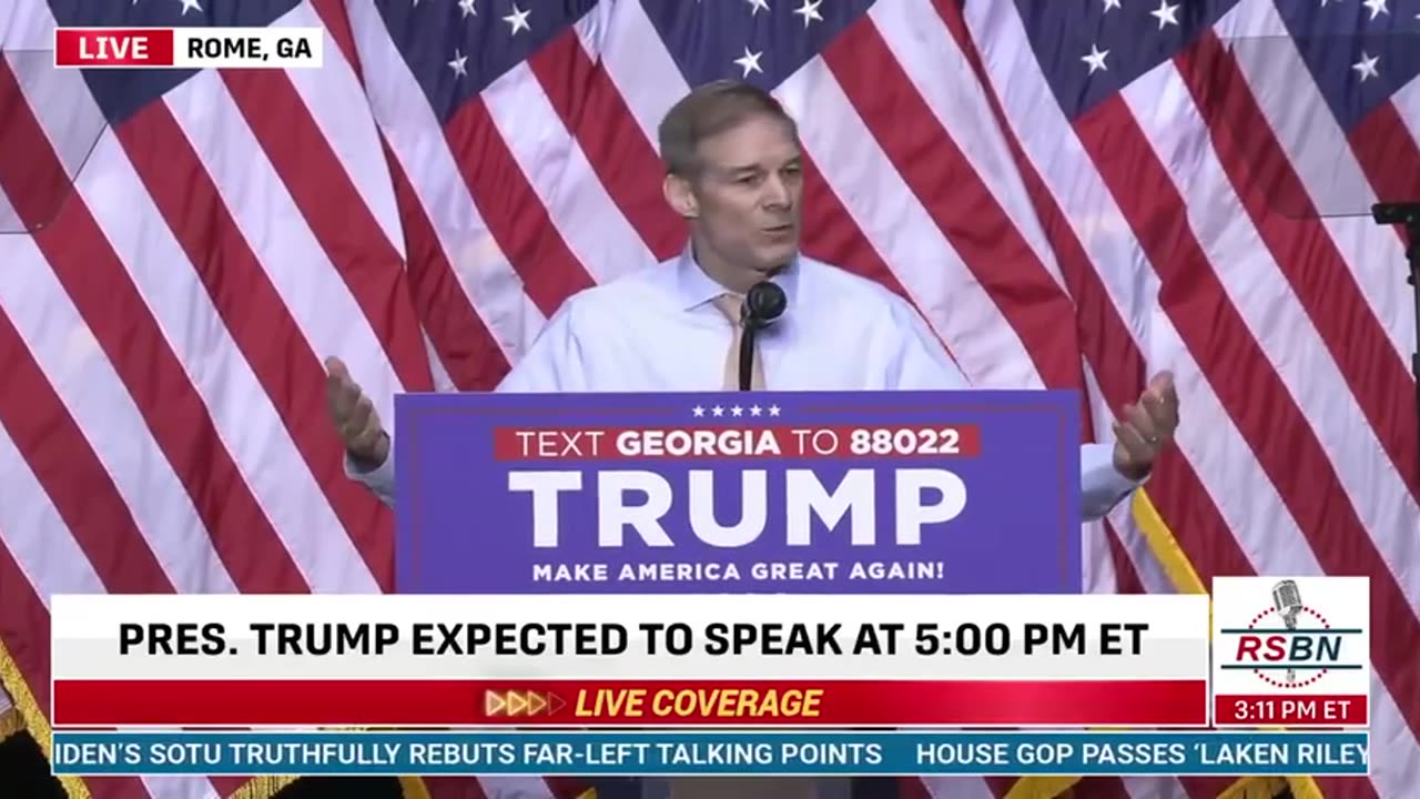 WATCH: Jim Jordan speaks at MASSIVE Trump rally in Rome, Georgia