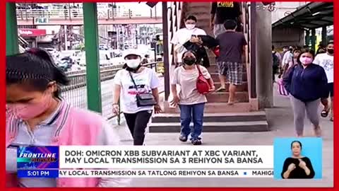 DOH: Omicron XBBsubvariant, XBC variant,may local transmission sa3 rehiyon sa bansa