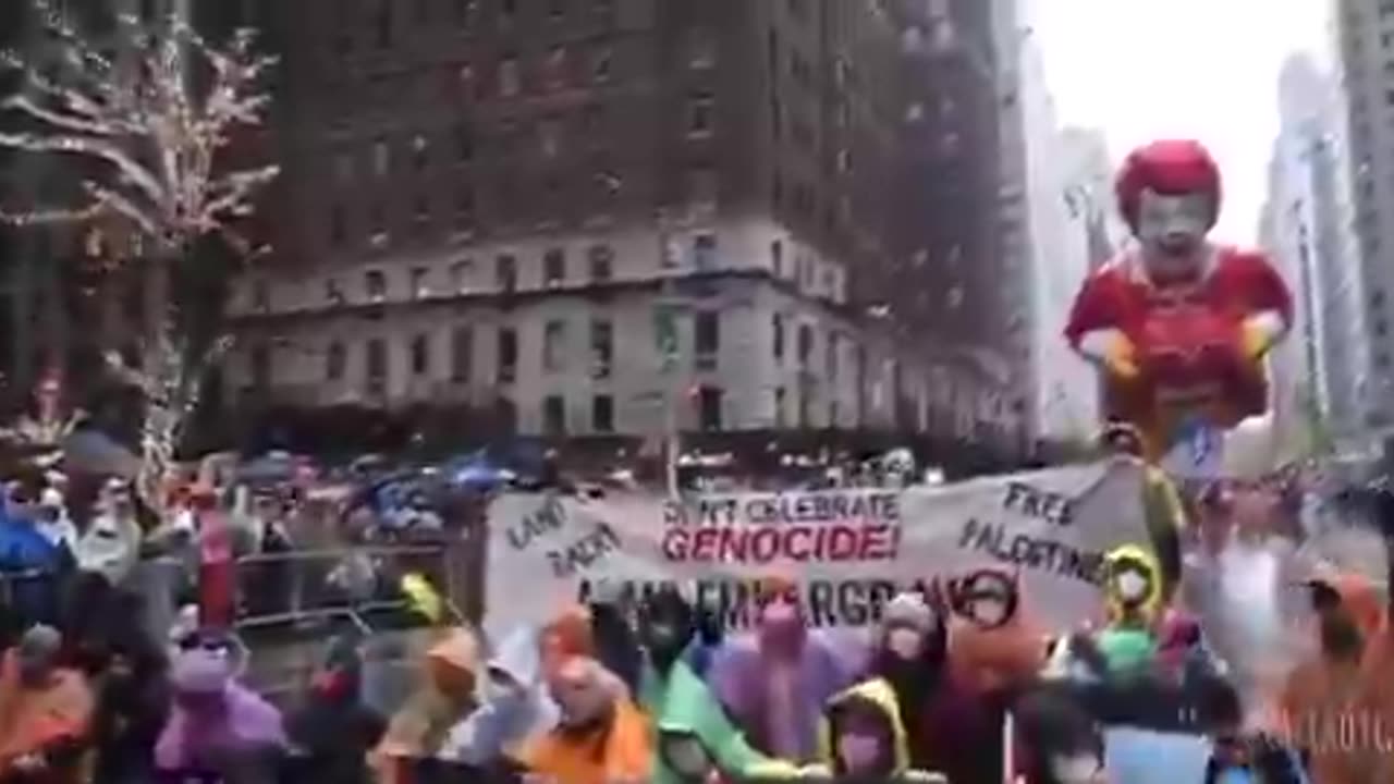 Pro-Palestinian demonstrators have interrupted the traditional Macy’s Thanksgiving Day parade.