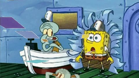 Squidward Is Playing With Tiles While SpongeBob Breaks The Wall 🧱