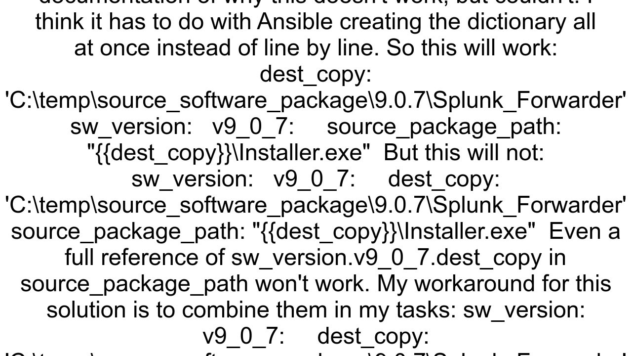 Ansible Dictionary variable is not getting parsed