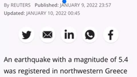 News 01/09/2022 Magnitude 5.4 earthquake strikes Greece.