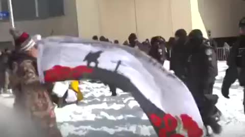 Police pushing the protesters