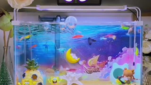 Decorate my new table aquarium fish tank . Welcome my fishs!