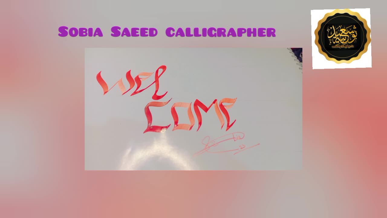 Welcome in English calligraphy