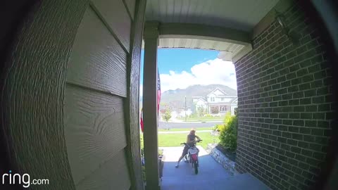 Boy Says Pledge Of Allegiance To Flag At Doorstep